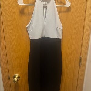 Elegant Black and White Halter Dress